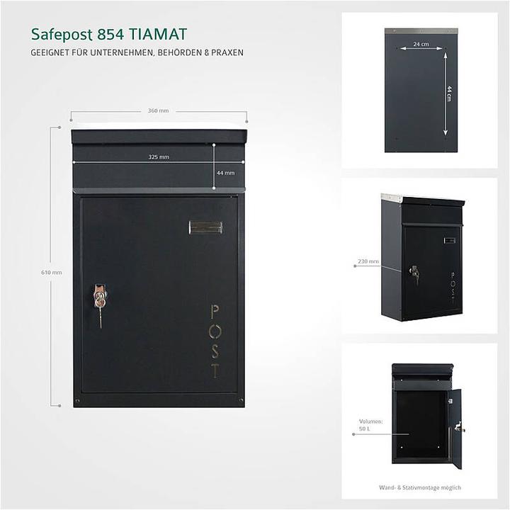 Produktbild SafePost 854 TIAMAT Briefkasten anth + 4 Schlüssel
