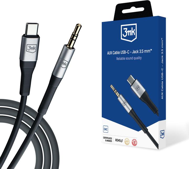 Produktbild 3MK USB C — 3.5mm Klinke (1 m, 3.5mm Klinke (AUX))