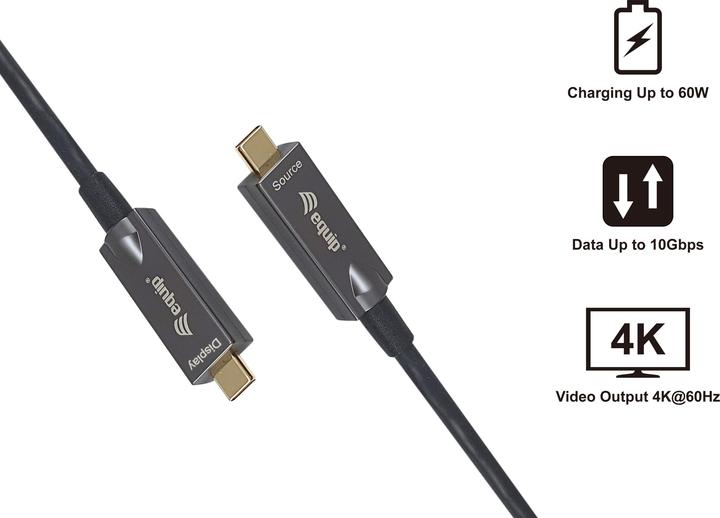 Produktbild equip USB Kabel 3.2 C -> C St/St 10.00m 4K/60Hz sw (10 m, USB 3.2 Gen 2)