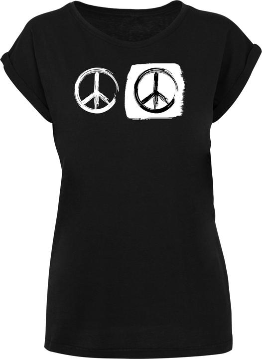 Merchcode Ladies Peace - Double Peace Black Extended Shoulder T-Shirt - 161413 (S)