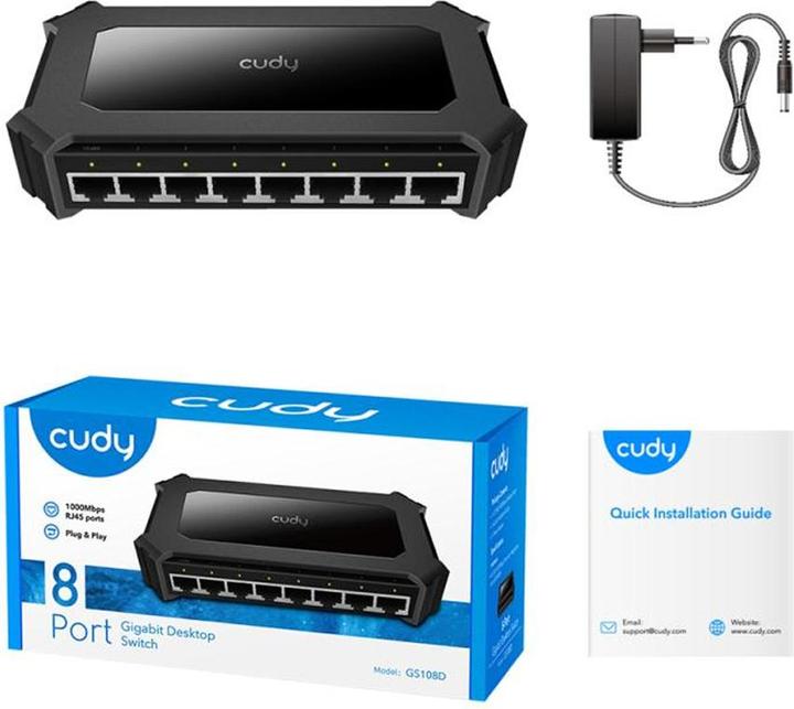 Productafbeelding Cudy GS108D netwerkswitch Gigabit Ethernet (10/100/1000) Zwart (8 Havens)