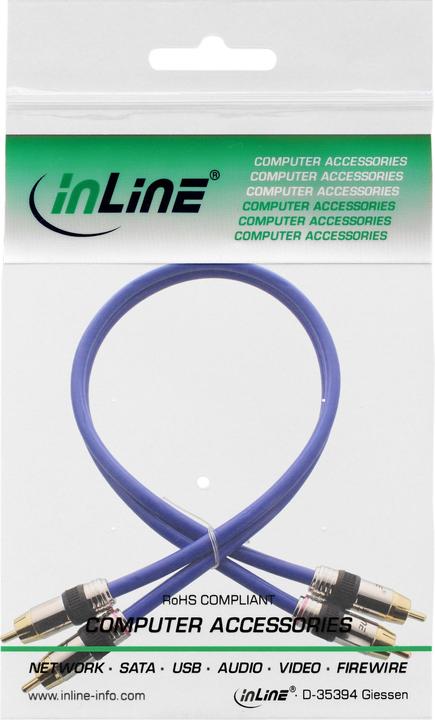 Produktbild InLine Cinch Kabel AUDIO, vergoldete Stecker, 2x Cinch (0.50 m, Cinch)