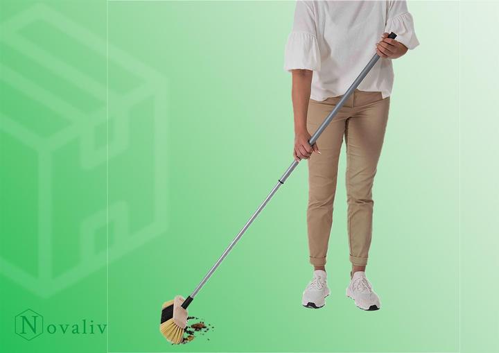 Actual product image Novaliv 1x Indoor broom with handle I fine synthetic bristles I Hand broom wood I Telescopic handle I House (1 pcs.)
