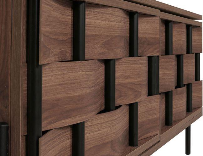 Produktbild Mendler TV-Rack HWC-M44, Staufächer, 3D-Flecht-Design Push-to-open Türen 120cm, braun (120 x 35 x 51 cm)