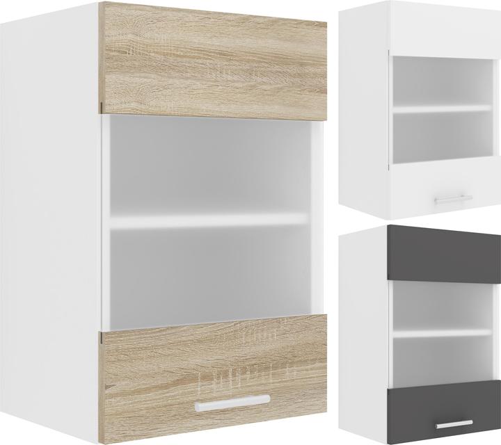 Actual product image VCM Kitchen Cabinet Width 40 cm Matt Glass Door Wall Cabinet Kitchen Kitchen Furniture Esilo (60 x 40 x 31 cm)