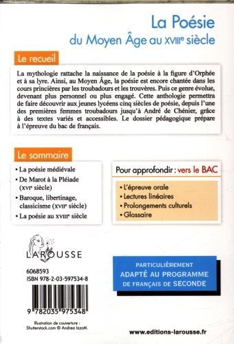 Produktbild La poésie : du Moyen Age au XVIIIe siècle, anthologie (Französisch, Collectif, 2019)