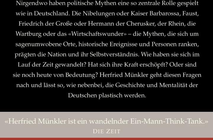 Image du produit Die Deutschen und ihre Mythen (Allemand, Herfried Muenkler, 2009)