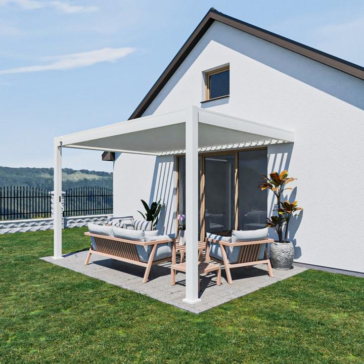 Produktbild Weide Wandpergola Deluxe Plus 3x4m Weiss (400 cm, 300 cm)