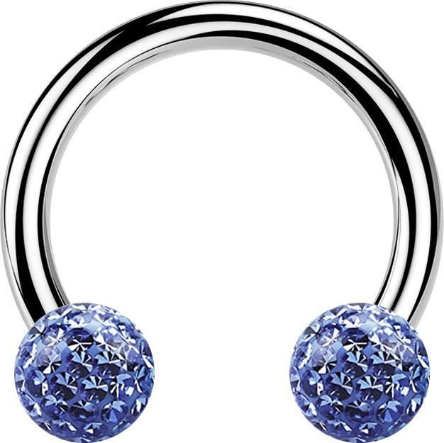 Produktbild Star Piercing Circular Barbell silber mit zwei Kristall Kugeln dunkelblau Epoxy Schutzschicht (ohne Messing, Chirurgenstahl 316L)
