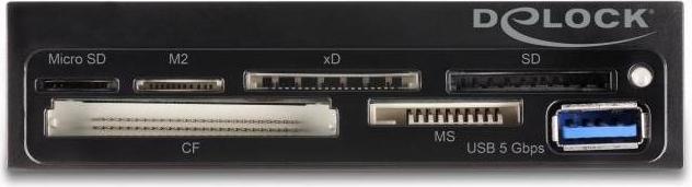 Actual product image Delock 3,5Zoll SuperSpeed USB Card Reader 6 Slots + 1 x USB Typ-A Buchse (USB 3.2)