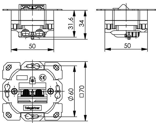 Produktbild Telegärtner AMJ45 8/8 UP/0 (UTP, CAT5e, 0.07 m)
