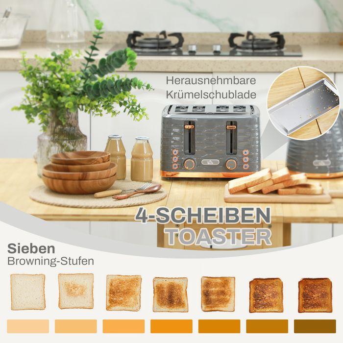 Actual product image Swisshandel24 Wasserkocher Toaster Set mit 1,7L Wasserkocher, 4 Scheiben Toaster Grau (1.70 l)