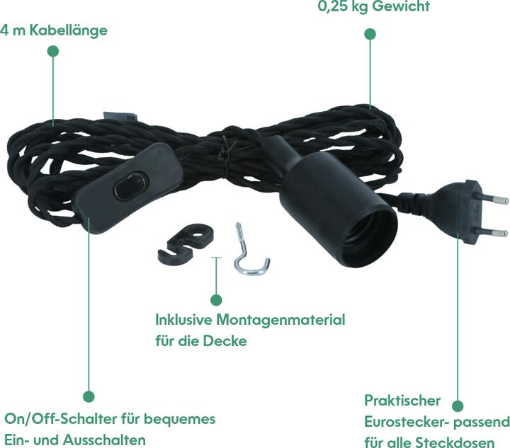 Actual product image Parus by Venso E27 lamp holder with 4m cable, improved photosynthesis and higher chlorophyll formati (LED)