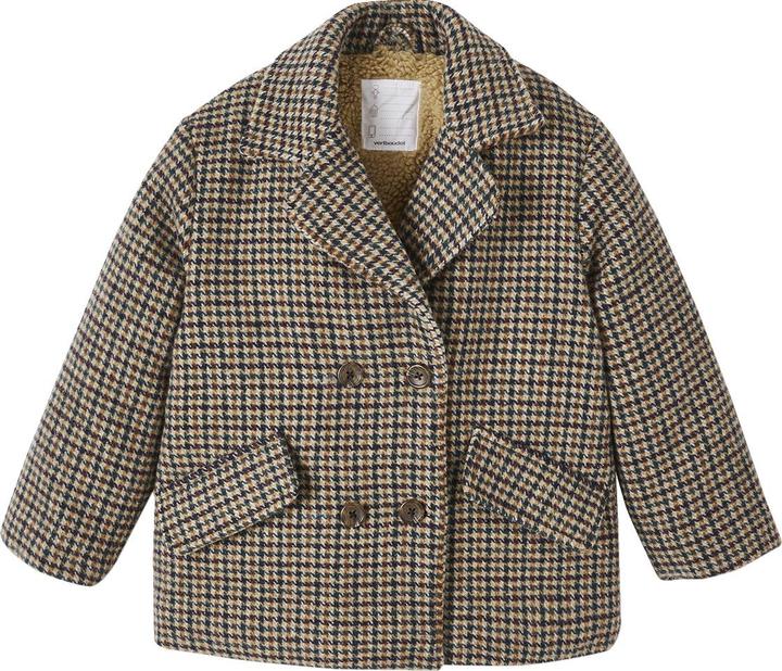 Vertbaudet Karierte Mädchen Jacke mit Teddyfleece-Futter, Wattierung Recycling-Polyester