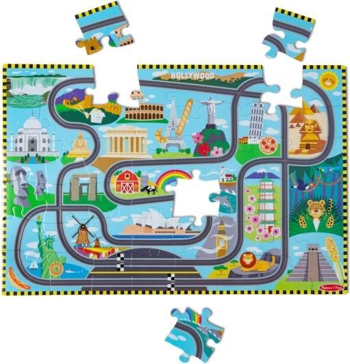 Immagine prodotto Melissa & Doug Puzzle da pavimento Race Around the World Tracks (31009) (48 pezzi)