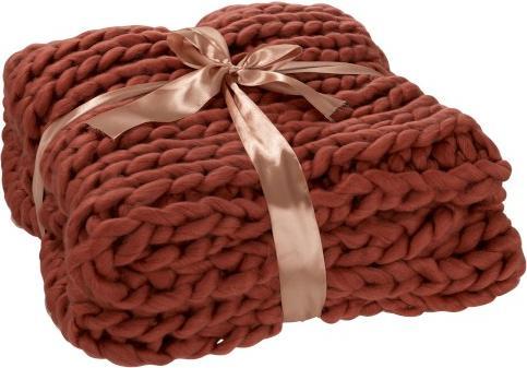 Image du produit J-Line Couverture en grosse maille COZY 127x152 cm - Bordeaux (127 x 152 cm)