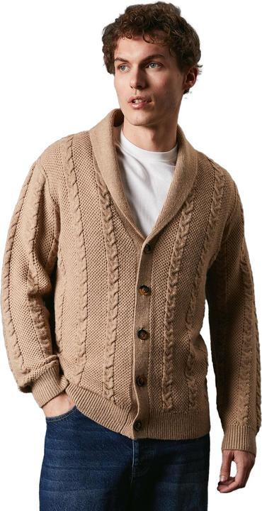 Actual product image Universal Textiles Mens Cable Knit Shawl Collar Cardigan (S)