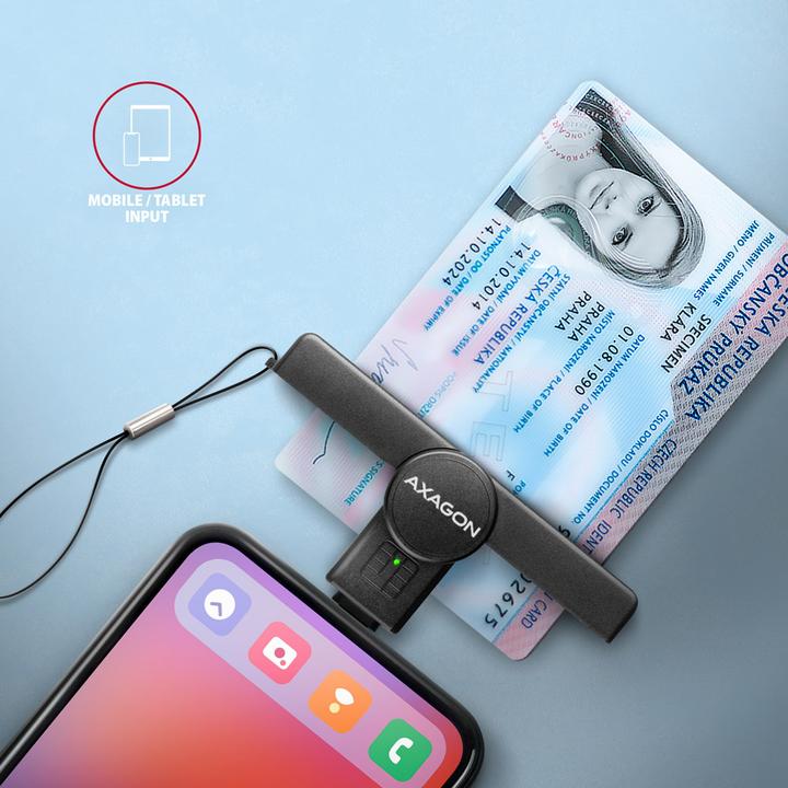 Actual product image Axagon CRE-SMPC USB-C Smart Card PocketReader (USB 2.0)