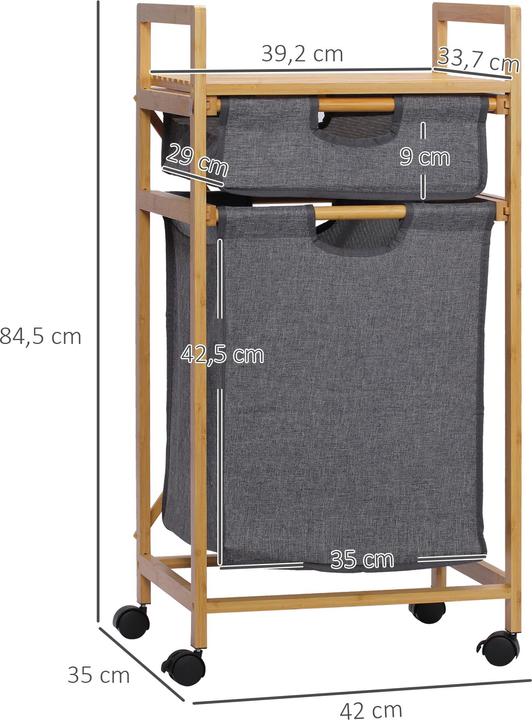 Immagine prodotto Homcom Cesto per il bucato con ruote (42 l)