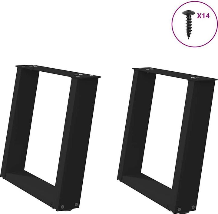 Image du produit VidaXL Pieds de table basse en U 2 pcs. noir 50x(42-43) cm acier Pied de table