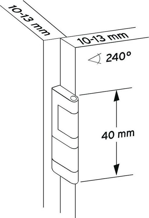 Actual product image Prämeta Single axis hinges thin door flat hinge, door overlay 3.5 mm, corner hinge, R