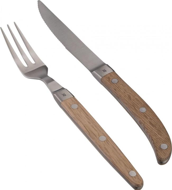 Produktbild WMF Steakbesteck Set Steakmesser 6 Personen Ranch 12tlg Spezialklingenstahl Eichenholz (12 Stück, Besteck Set)