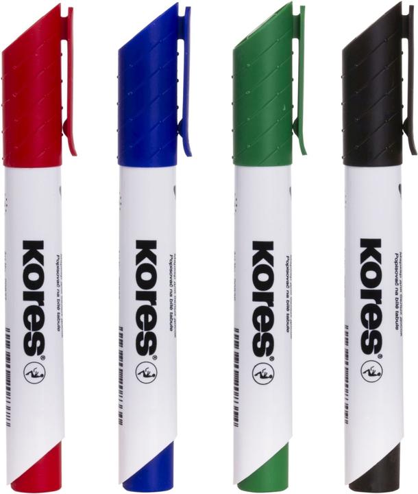 Immagine prodotto Kores Marcatore per lavagna bianca, punta a cuneo (Multicolore, 3 mm, 4 x)