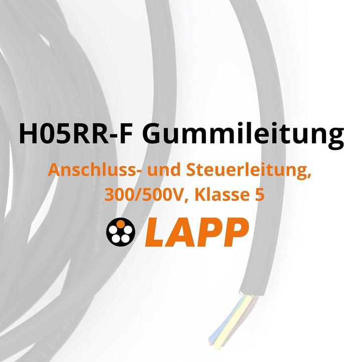 Produktbild Lapp 10 Meter 1600205 H05RR-F 2x1,5 mm² Gummileitung flexibel ohne Schutzleiter I dünnes Gummikabel (10 m)
