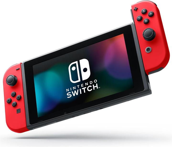 Image du produit Nintendo Switch Rouge + Code de téléchargement Super Mario Odyssey + Autocollant du film Super Mario Bros.
