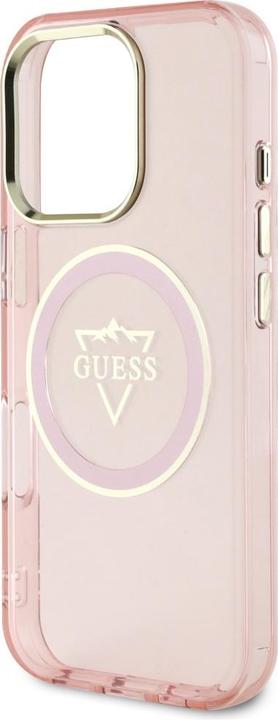 Actual product image Guess Hardcase MagSafe IML Metal Mountain Logo Case for iPhone 16 Pro 6,3" Pink (Apple iPhone 16 Pro)