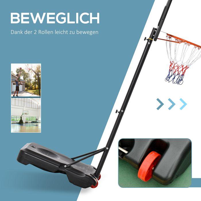 Actual product image Swisshandel24 Basketballständer Outdoor mit Rollen, 160-210 cm höhenverstellbar Basketballkorb