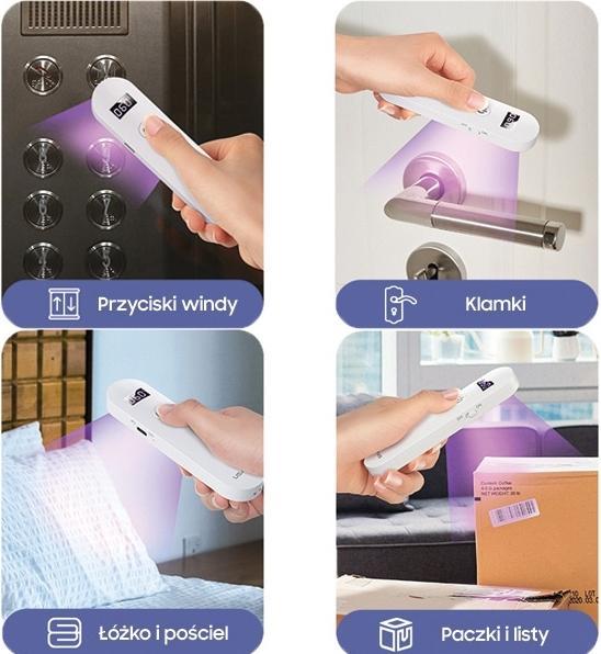 Actual product image Usams Lampa dezynfekująca mini UV-C ręczna sterylizator biały/white ZB159XDD01 (US-ZB159)