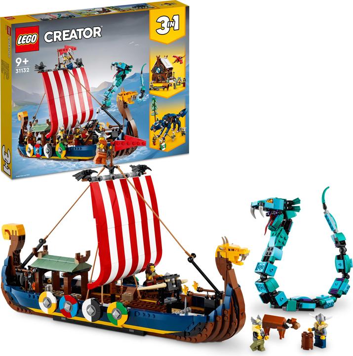 Produktbild LEGO Wikingerschiff mit Midgardschlange (31132, LEGO Creator 3-in-1)