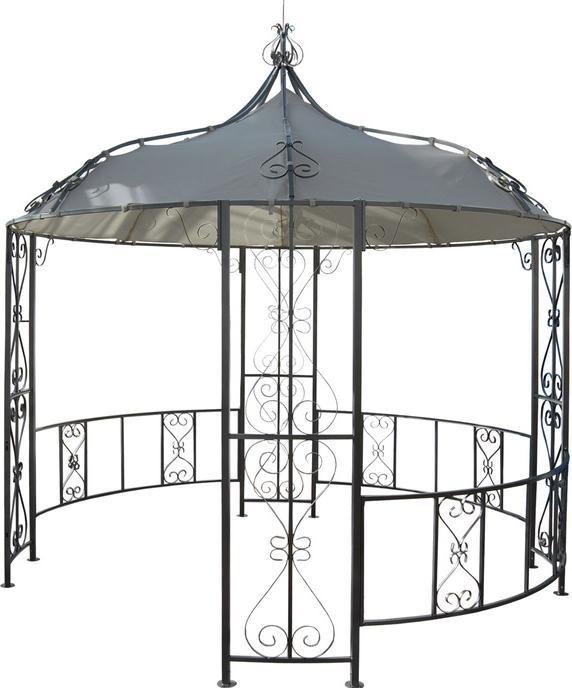 Actual product image Swisshandel24 Pergola Almeria, round gazebo garden pavilion, sturdy steel frame Ø 3m - light grey (300 cm, 300 cm)