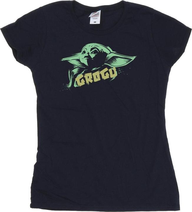 Actual product image Star Wars Womens/Ladies The Mandalorian Grogu The Child Splat Cotton T-Shirt (S)