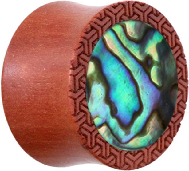 Immagine prodotto Star Piercing Cerchio svasato con motivo a spina e intarsio in abalone in legno Sawo (Organico, senza ottone, Mnerale)