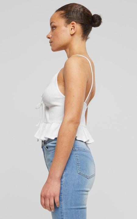 Actual product image Urban Classics Ladies Waffle Pique Ruffle Top - 137877 (4XL)