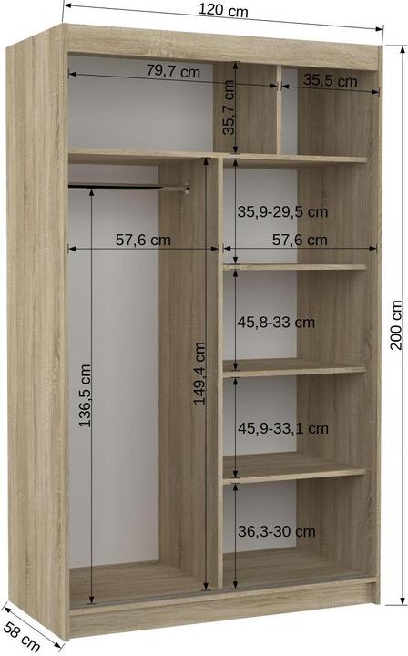 Actual product image ADRK Furniture Lugano (120 x 58 x 200 cm)