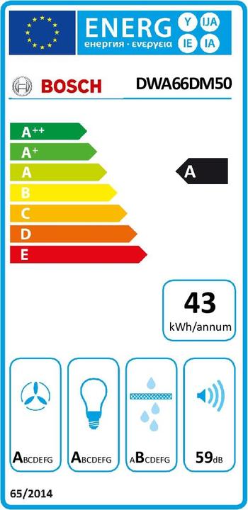 Label énergétique Bosch Hausgeräte DWA66DM50 (Hotte murale)