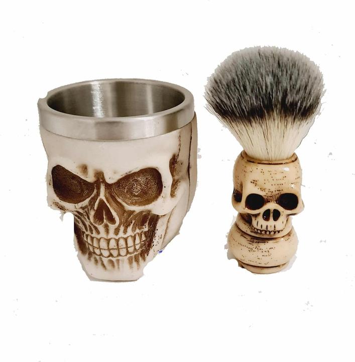 Image du produit Bate Rasoir tête de mort avec brosse Un tonneau
