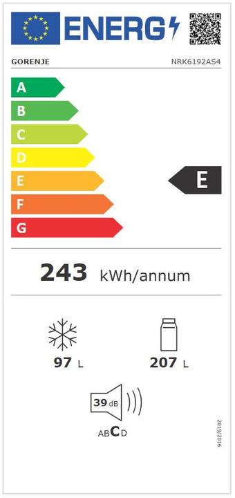 Label énergétique Gorenje NRK 6192 AS4 si (304 l)