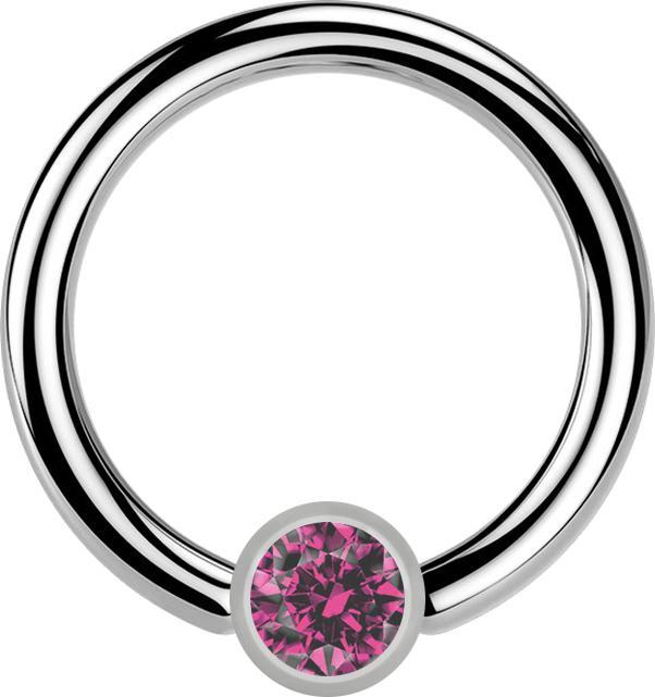 Immagine prodotto Star Piercing Anello Micro Ball Closure argento e cristallo rosa (Titanio G23, senza ottone)