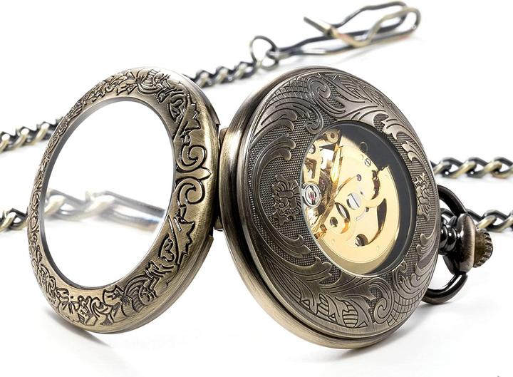 Image du produit Treeweto Montre de poche unisexe avec chaîne (Montre à gousset, 45 mm)
