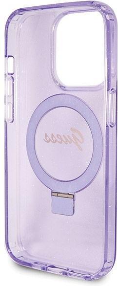 Produktbild Guess GUHMP13XHRSGSU iPhone 13 Pro Max 6.1" fioletowy/purple hardcase Ring Stand Script Glitter MagS (Apple iPhone 13 Pro Max)
