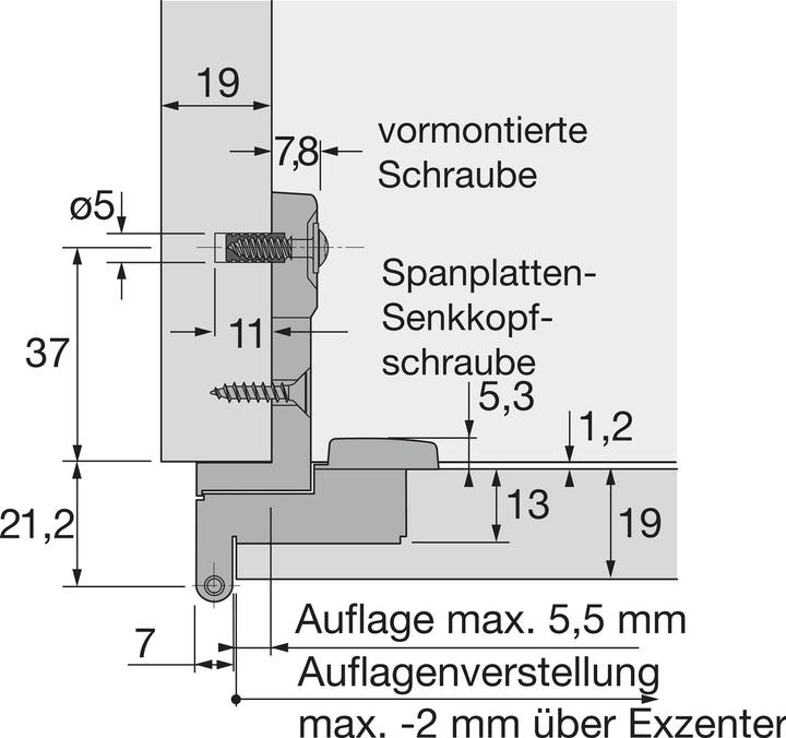 Productafbeelding Hettich Eenassige oppotbanden Selekta Pro 2000, deuroverlapping 5,5 mm, hoekverbod