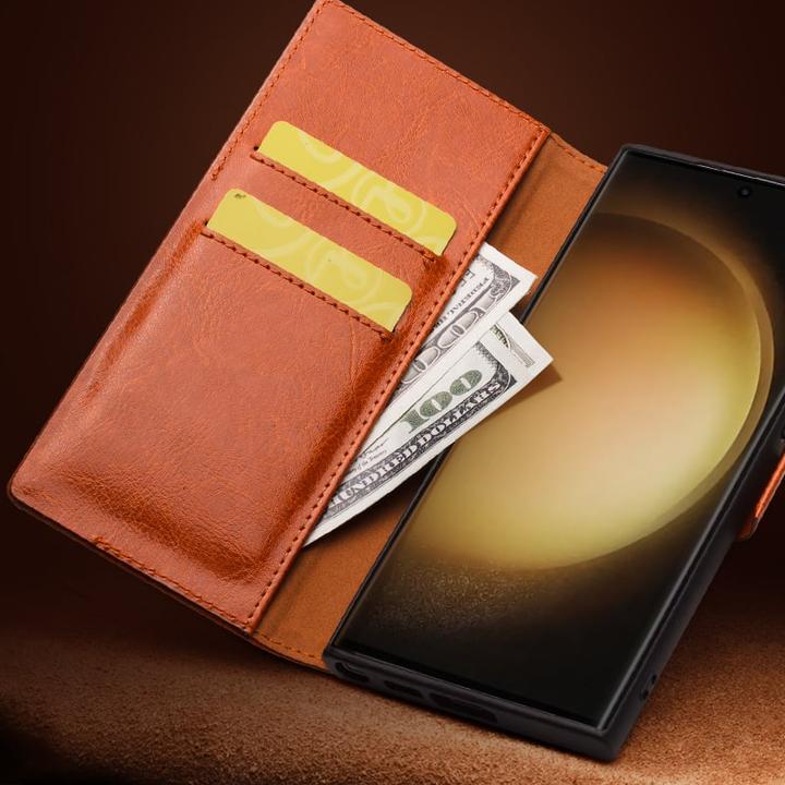 Immagine prodotto QiAlino Cover Flip con chiusura magnetica marrone scuro (Samsung Galaxy S24)