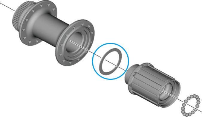 Actual product image Shimano Spacer WH-RS710-R under freehub body