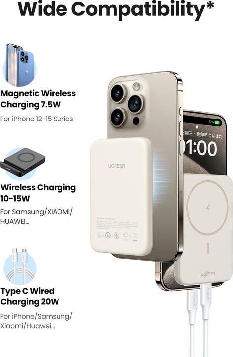 Produktbild Ugreen Mini Powerbank Wireless with MagSafe (10000 mAh, 20 W, 37 Wh)