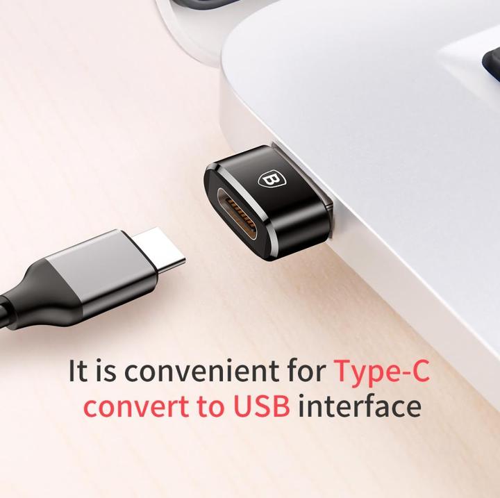 Actual product image Baseus USB Male To Type-C Female Adapter Converter Black (USB-C, 1.70 cm)