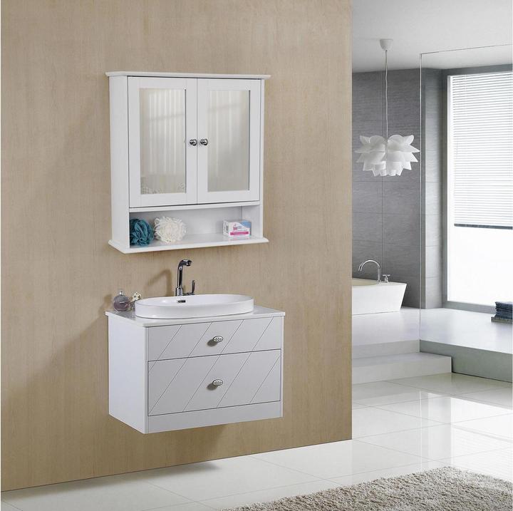 Immagine prodotto Vasagle Armadio a specchio LHC002 bianco 56,5 x 13,0 x 58,5 cm (56 x 13 x 58 cm)